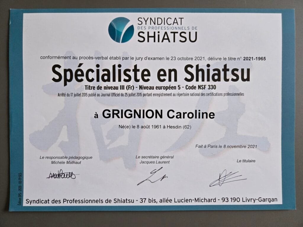 Formations de  Shiatsu Caroline Grignion